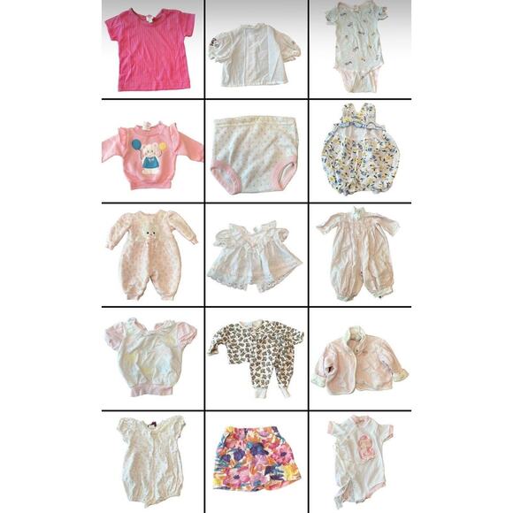 Unbranded Other - 19 pc Bundle 90s Girl Clothes Vintage VTG Baby Infant Toddler 0-3M 2T Set Lot